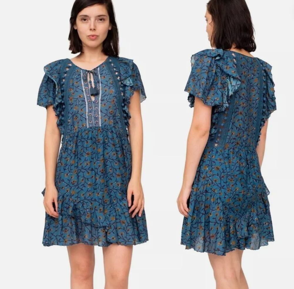 SEA New York Women's Floral Mini Dress Sz 2 Kaylee Ruffle Tiered Skirt